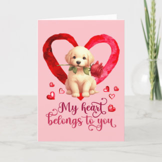 Carte Jour de Valentines d'aquarelle Golden Retrie