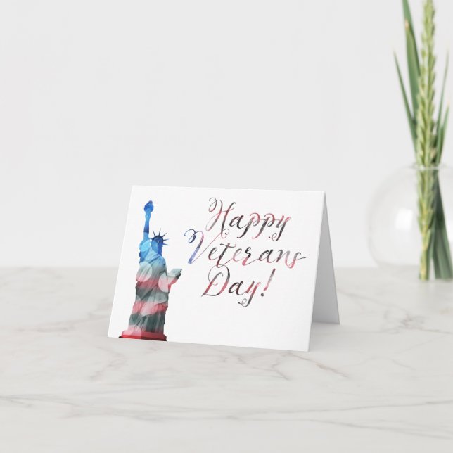 Carte Jour de vétérans heureux (bokeh de liberté) (Devant)