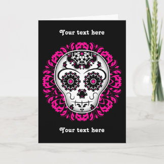 Carte Jour des accents morts de rose de crâne de sucre