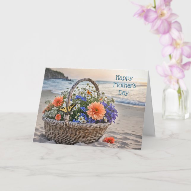 Carte Jour des autres Jolie plage Thème côtier avec fleu (Orchidée)