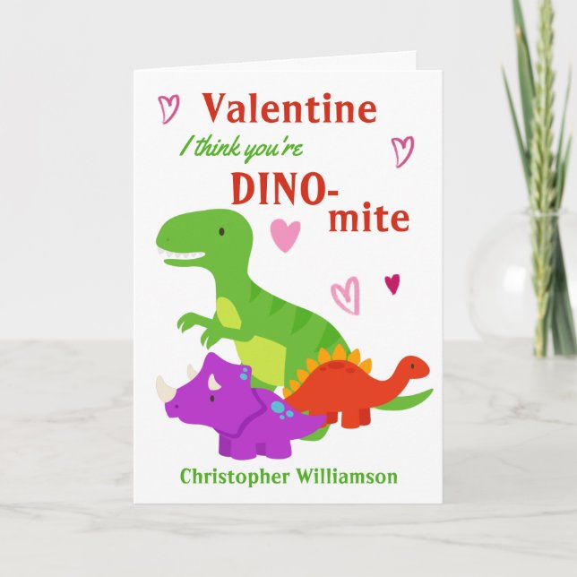 Carte Jour des enfants Valentines Dino-mite Dinosaur (Devant)