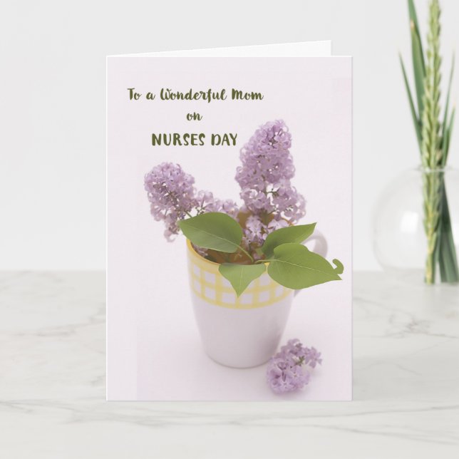Carte Jour des infirmières avec Lilacs dans le vase de l (Devant)
