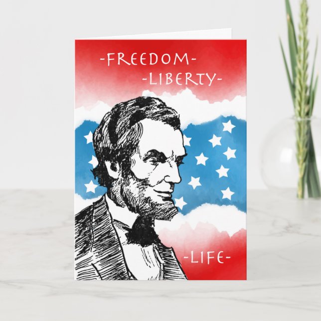 Carte Jour des Présidents, Abraham Lincoln, Patriotique (Devant)