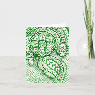 Carte Jour des terres Recycle Damask Indien Mandala Blan