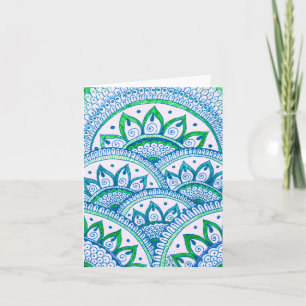 Carte Jour des terres Recycle Damask Indien Mandala Blan