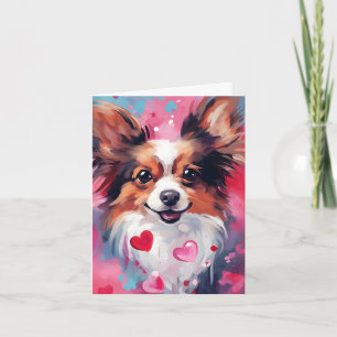 Carte Jour des Valentines, chien de papillon