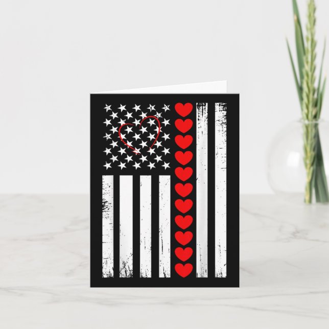 Carte Jour des Valentines Coeurs Drapeaux Américains Gar (Devant)