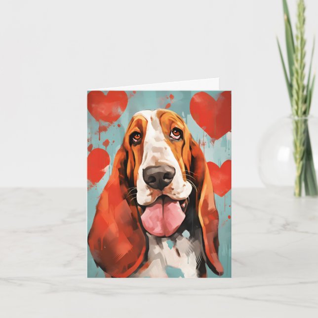 Carte Jour des Valentines de Basset Hound (Devant)