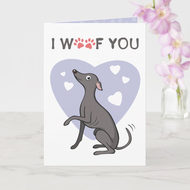 Carte Jour des Valentines de Chien de Gris Gris Italien (Orchidée)