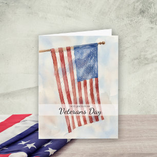 Carte Jour des vétérans Drapeau américain Aquarelle