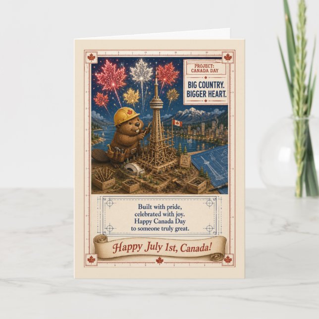 Carte Jour du Canada Constructeur de castor Tour CN Art  (Devant)