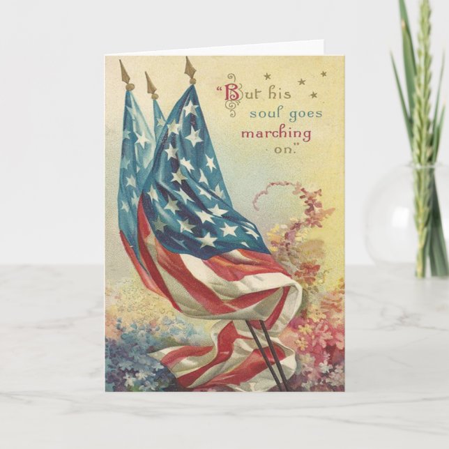 Carte Jour du Drapeau américain de la mémoire Fleur (Devant)