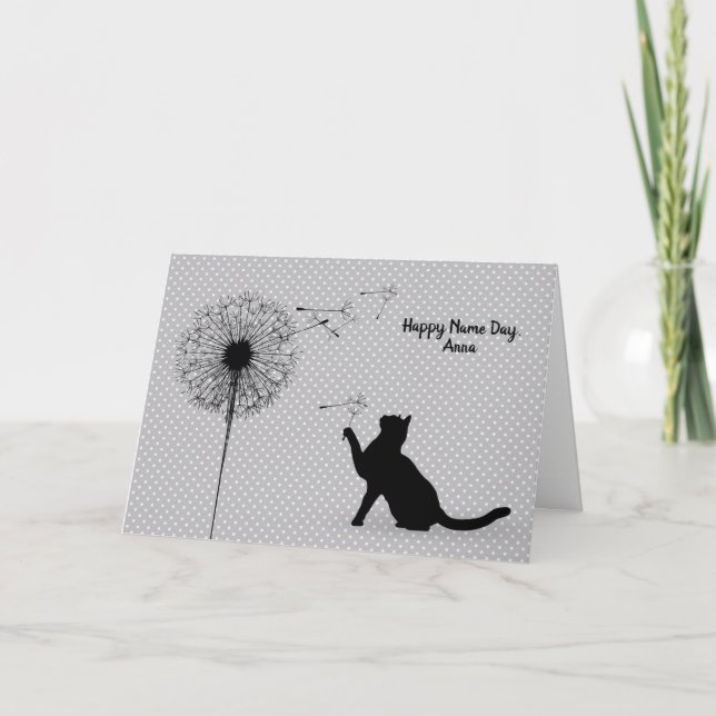 Carte Jour du nom du chat noir et du pissenlit (Devant)