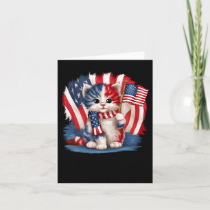 Carte Jour du Souvenir Chat Drôle Chat 4 Juillet Patriot