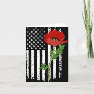 Carte Jour du Souvenir Coquelicot Rouge Drapeau Américai