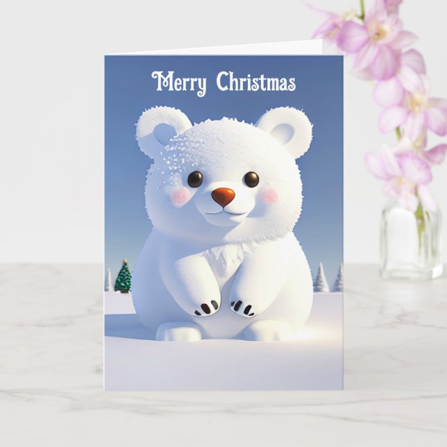 Carte Jour festif de Noël à l'ours polaire mignon (Orchidée)