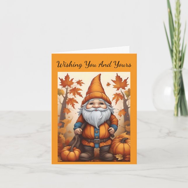Carte Jour Gnome d'automne Thanksgiving (Devant)