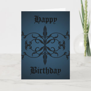 Carte Jour gothique bleu de fantaisie d'anniversaire à
