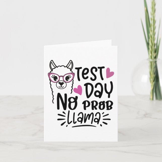 Carte Jour No Prob-llama Llama Test de l'enseignant Jour (Devant)