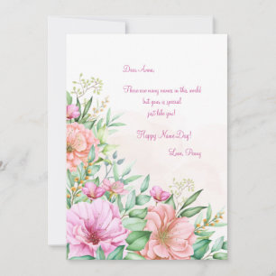 Carte Jour Nom Floral Aquarelle