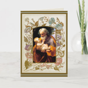 Carte Jour Saint-Joseph Enfant Jésus Vintage religieux