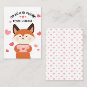 Carte Jour Véntines Fox mignonne Enfants avec Coeu