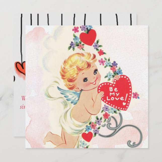 Carte Jour vintage des valentines (Devant / Derrière)