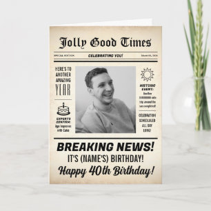 Carte Journal de 40e anniversaire, ajoutez une photo, pe