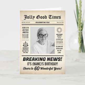 Carte Journal de 60e Anniversaire, Ajouter une Photo, Pe