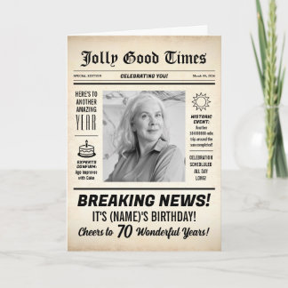 Carte Journal de 70e anniversaire, Ajouter une photo, Pe