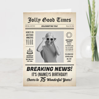 Carte Journal de 75e anniversaire, Ajouter une photo, Pe
