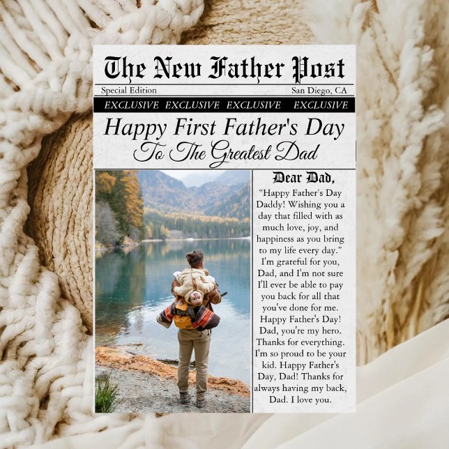 Carte Journal Unique Fun Photo Première Fête des pères (Créateur téléchargé)