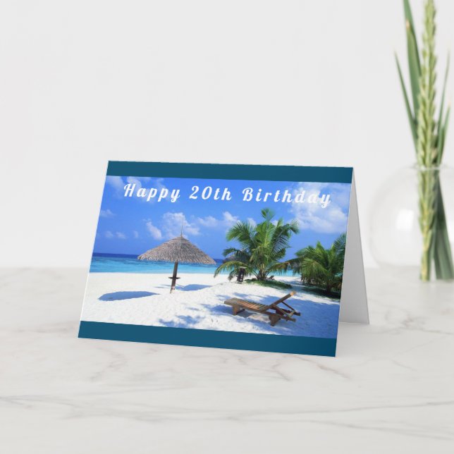 Carte JOURNÉE À LA PLAGE POUR "20ème ANNIVERSAIRE" (Devant)