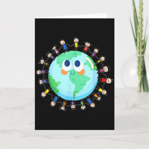 Carte Journée de la Terre Enfants Heureux Autour Du Mond