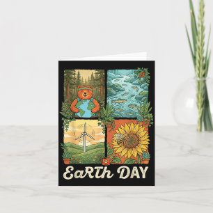 Carte Journée de la Terre Rétro Nature Ours Faune Sauver