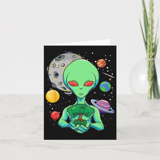Carte Journée de l'espace Célébration Alien cosmique Arb (Devant)