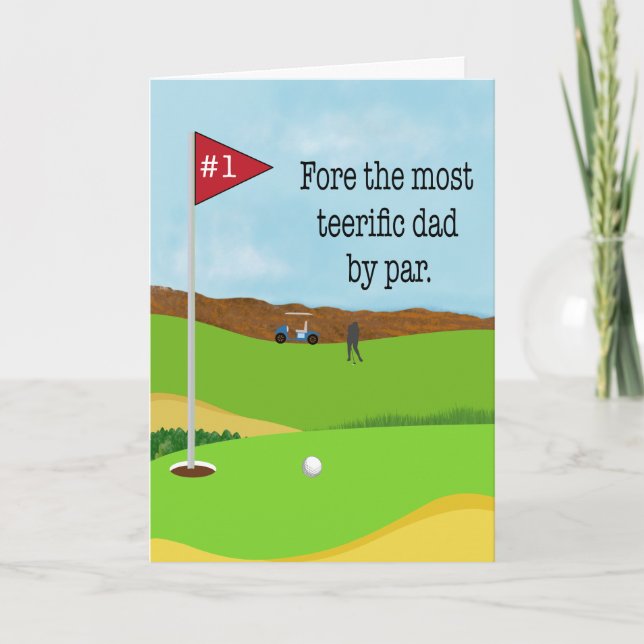 Carte Journee du père humour de golf pun (Devant)