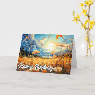 Carte Journée Ensoleillée Dans La Prairie Joyeux Anniv