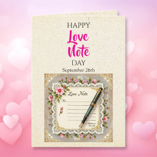 Carte Journée heureuse de la note d'amour - 26 septembre