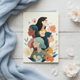Carte Journée internationale des femmes Bleu Clair Flora