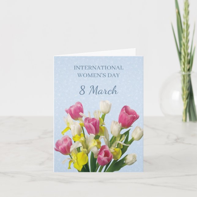 Carte Journée internationale des femmes, tulipes roses e (Devant)