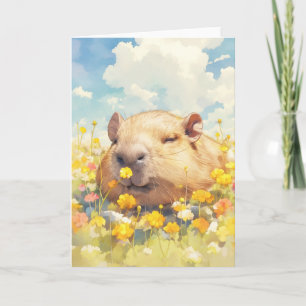 Carte Journées paresseuses du capybara dans les fleurs s