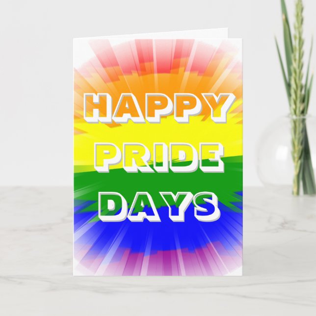 Carte Jours de fierté heureux Drapeau arc-en-ciel éclata (Devant)