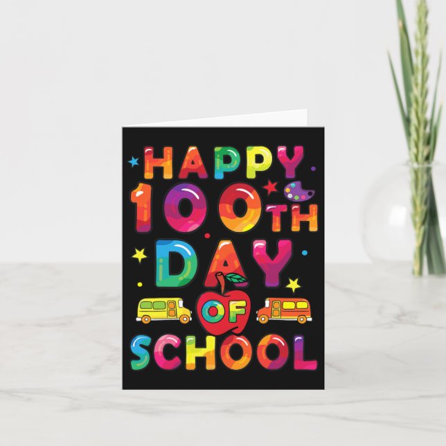 Carte Jours D'École Garçons Filles Joyeux 100 Jours D'Éc (Devant)