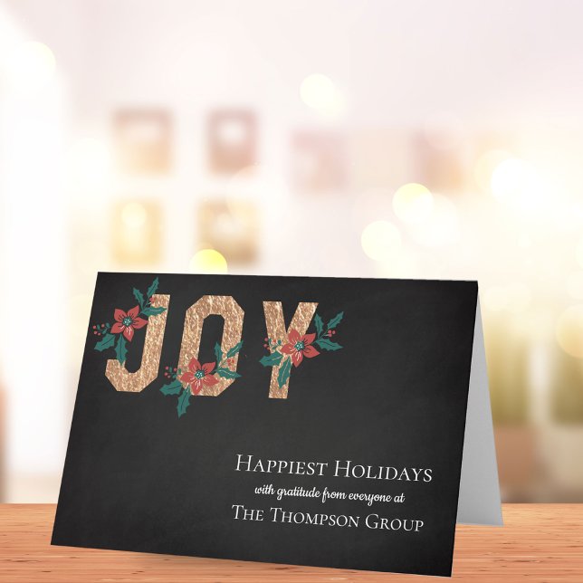 Carte JOY Bonnes Fêtes Entreprise Vacances (JOY Season's Greetings Corporate Business Holiday Card)