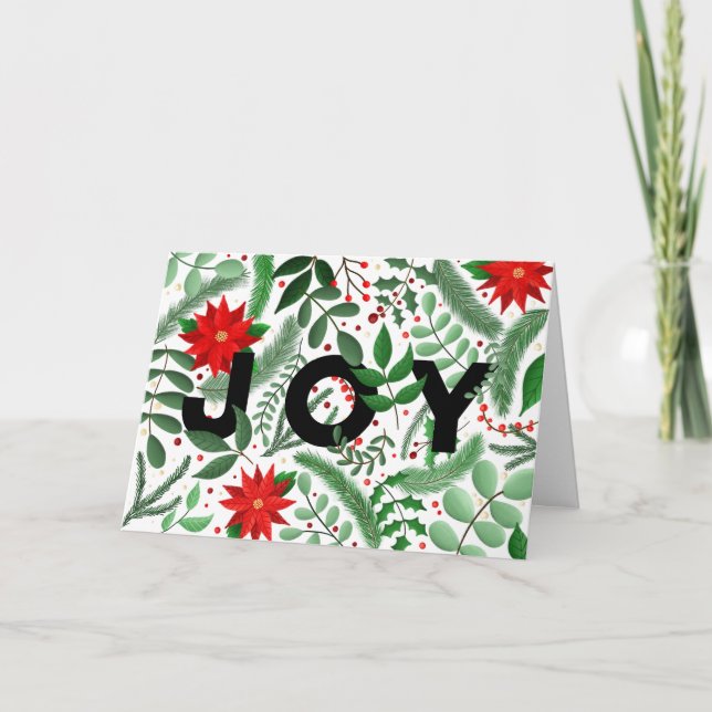 Carte Joy Christmas Botanical (en blanc) Folk Holiday (Devant)