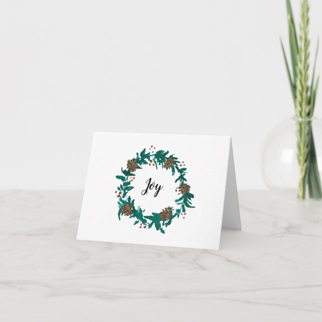 Carte Joy Christmas Wreath Painting (Devant)