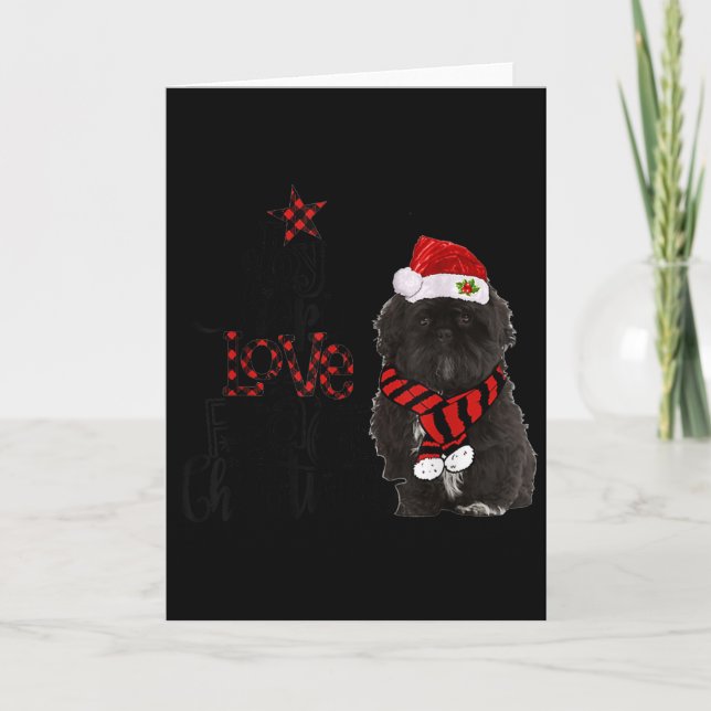 Carte Joy Hope Love Peace Christmas Black Shih Tzus 2020 (Devant)