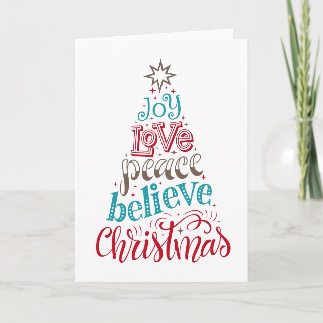 Carte Joy Love Peace Believe Christmas (Devant)