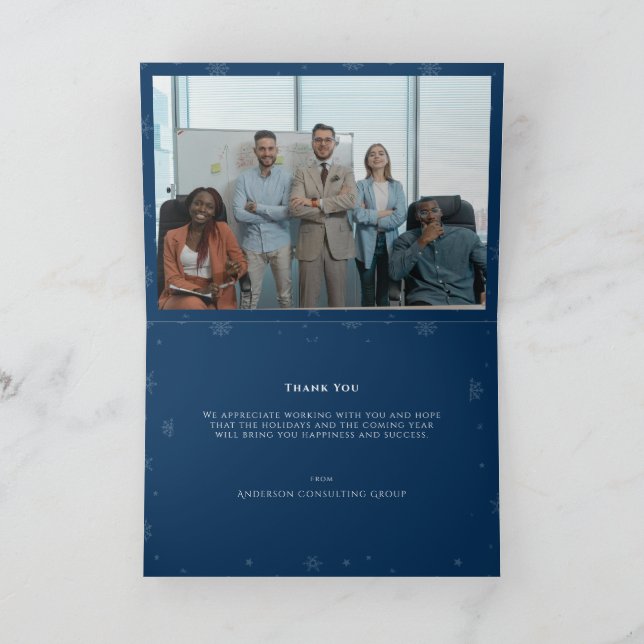 Carte Joy Peace Love Blue Team Photo Entreprise Noël (Intérieur)